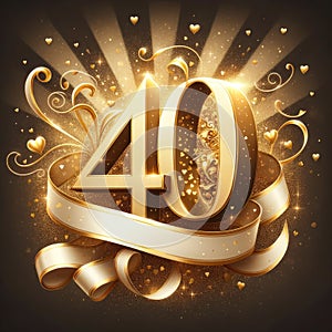 Golden Elegance: 40th Birthday Celebration with Copyspace