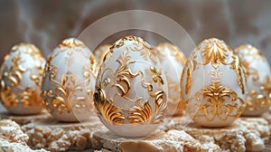 Golden Elegance Easter Card Clipart: Prestigious Eggs photo