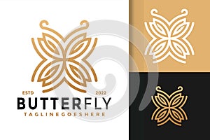 Golden Elegant Butterfly Logo Design, brand identity logos vector, modern logo, Logo Designs Vector Illustration Template