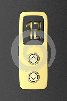 Golden elevator buttons panel