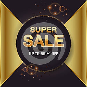 Golden elgant sales banner template fu llVector