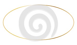 Gold ellipse horizontal frame. Vector outline thin oval aesthetic border for invitations design photo