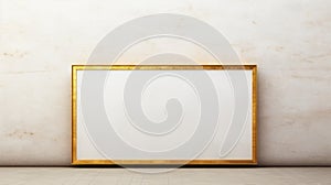 Golden Empty Frame Chest Against Minimalistic White Background