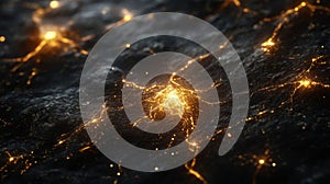 Golden Energy Flows Across Dark Surface