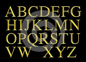 Golden engraved alphabet lettering set