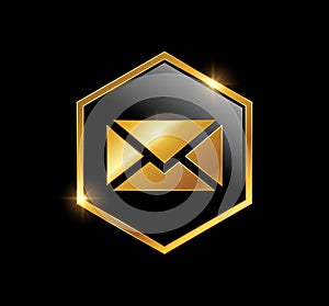 Golden Envelope Mail Logo Vector Icon