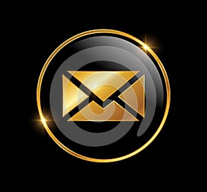 Golden Envelope Mail Logo Vector Icon