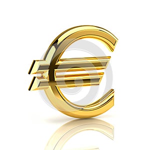 Golden euro sign on white