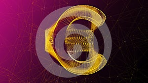 Golden Euro Symbol in Pink Cyberspace