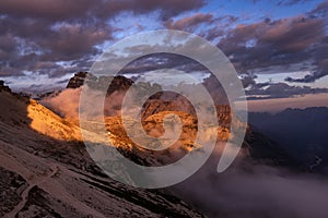 Golden eye by sunset near Tre Cime di Lavaredo, Italy