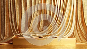 Golden Fabric Drape on a Gold Platform