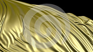 Golden fabric in slow motion. The fabric develops smoothly in the wind