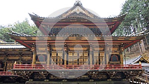 Golden facade of a temple in Nikko Japan