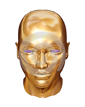 Golden face of robot