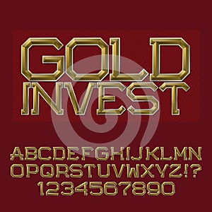 Golden faceted letters and numbers. Presentable business font.