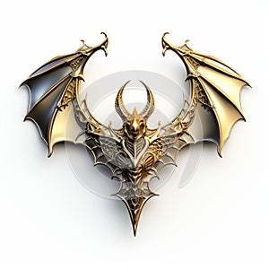 Golden Fantasy Bat Symbol - 3d Rendered Isolated Symbol