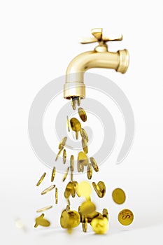 golden faucet isolated on white background