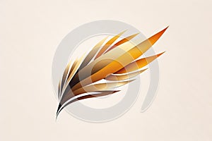 Golden feather logo icon illustration design template