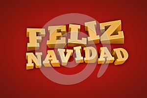 Golden Feliz Navidad text on a red background