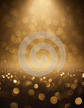 Golden festive abstract shiny glitter vertical background with blurred bokeh light