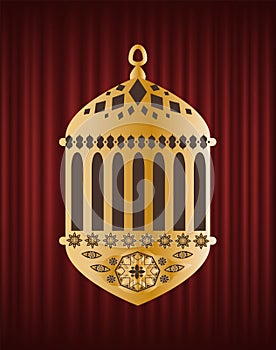 Golden Festive Lantern, Ramadan Kareem Vector