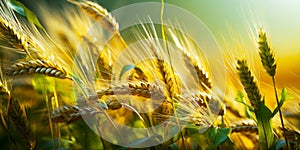 A golden field of wheat, close up