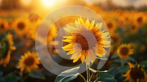 Golden Fields: A Serene Landscape of Blooming Sunflowers