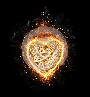 Golden fire openwork heart photo