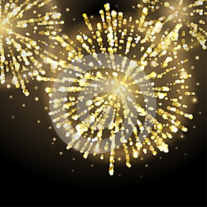 Golden fireworks Vector illustration