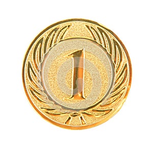 Golden first place medal isolated