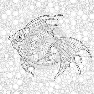 Golden fish. Adult antistress coloring page