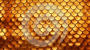 Golden fish scales, textured background. Snake, lizard, reptile gold skin. Luxurious golden sequins. Concepts of luxury