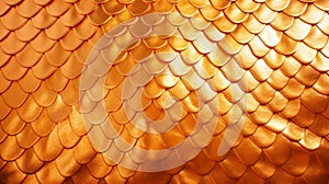 Golden fish scales, textured background. Snake, lizard, reptile gold skin. Luxurious golden sequins. Concepts of luxury