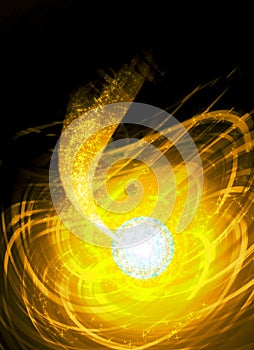 Golden flash on a dark