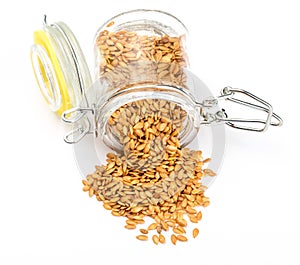 Golden flax seeds. Micronutrient beneficial for the organism that prevents and cures ailments. Rich in fiber and nutrients.