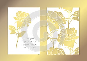 Golden floral cards set