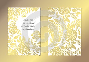 Golden floral cards set