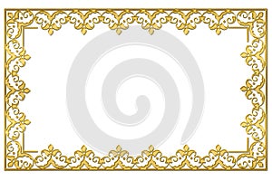 Golden floral frame isolated on white background