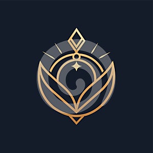 A golden flower with a diamond resting on top of it, showcasing elegance and luxury, Craft a simple and elegant logo for a