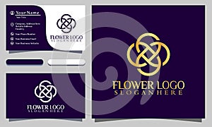 Golden flower fasion vintage logo designs vector illustration, business card template photo