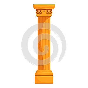 Golden fluted column standing isolated on white background