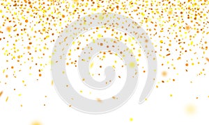 Golden flying confetti. Holiday background