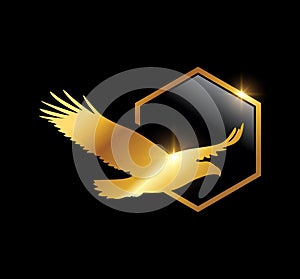 Golden Flying Eagle Logo vector icon