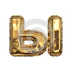 Golden Foil Helium Balloons Cyrillic 3D Alphabet Isolated on White Background. Russian Letter.