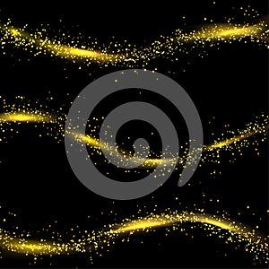 Golden foil particle shimmering swoosh waves template