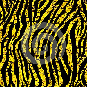 Golden foil tiger or zebra seamless pattern