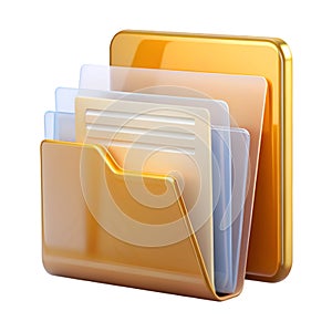 Golden Folder Icon with Documents