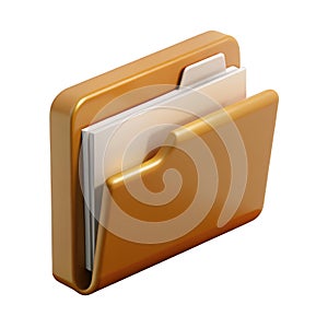 Golden folder icon with documents inside