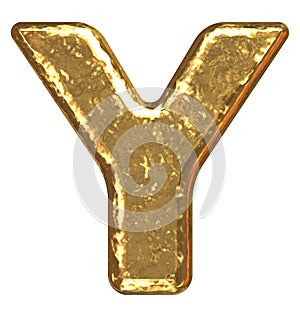 Golden font. Letter Y.