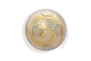 Golden football, soccer ball isolated on white background